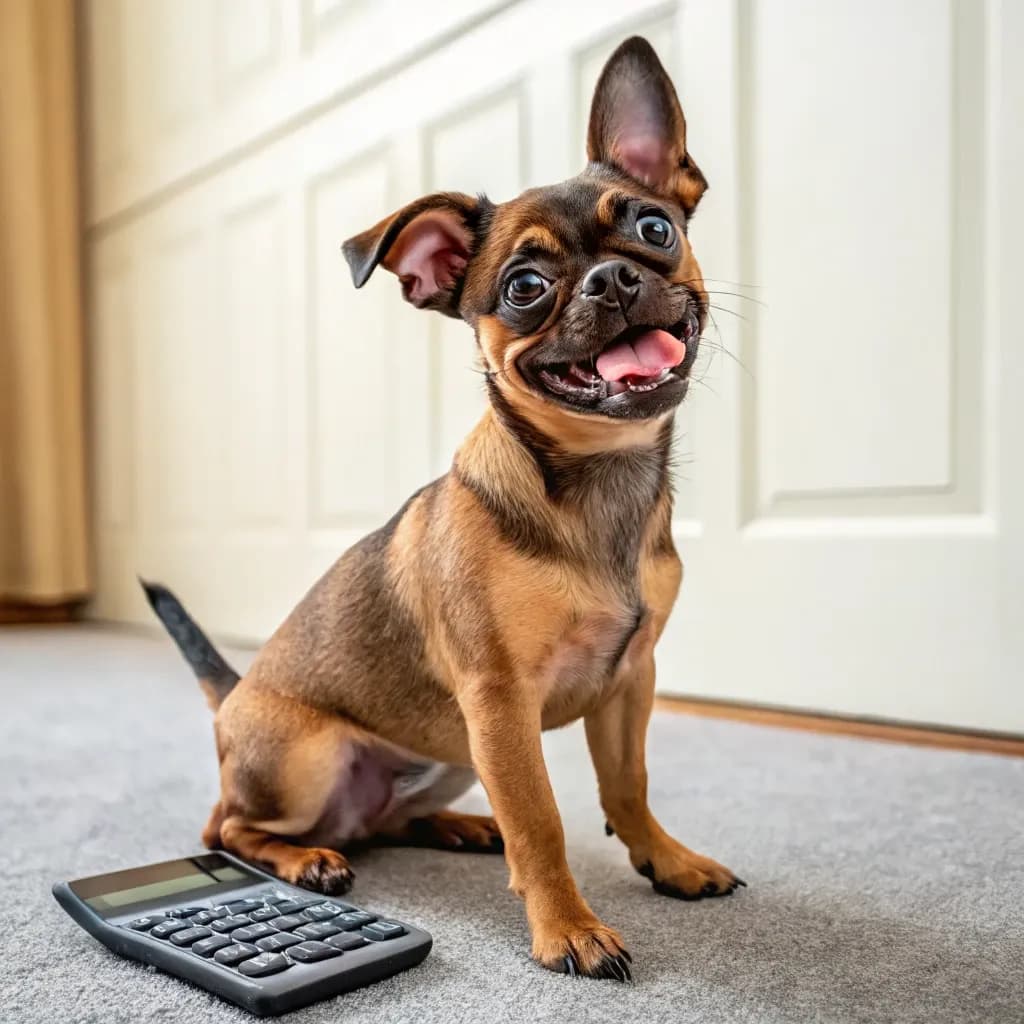 Carlin Pinscher sitting with a calculator