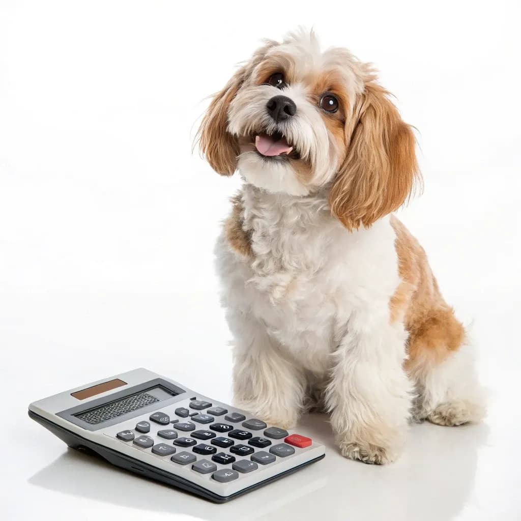 Havalier (Cavanese) sitting with a calculator