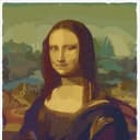 A cartoon image of the Mona Lisa painting.