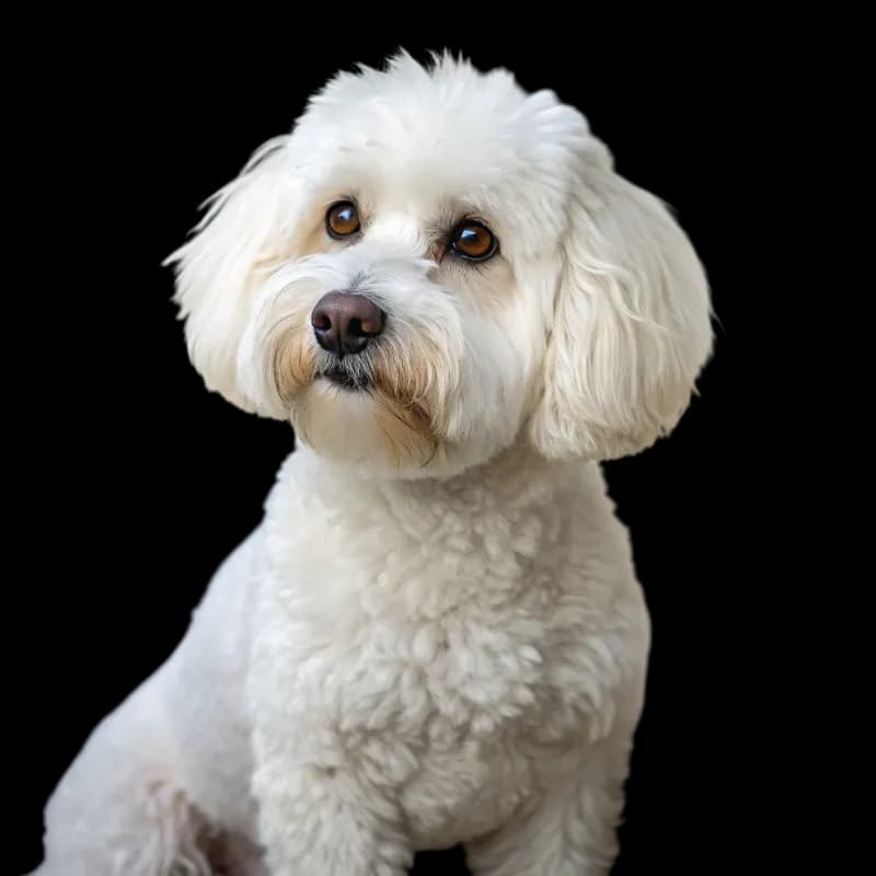 A photo of a Bolognese dog with white fur